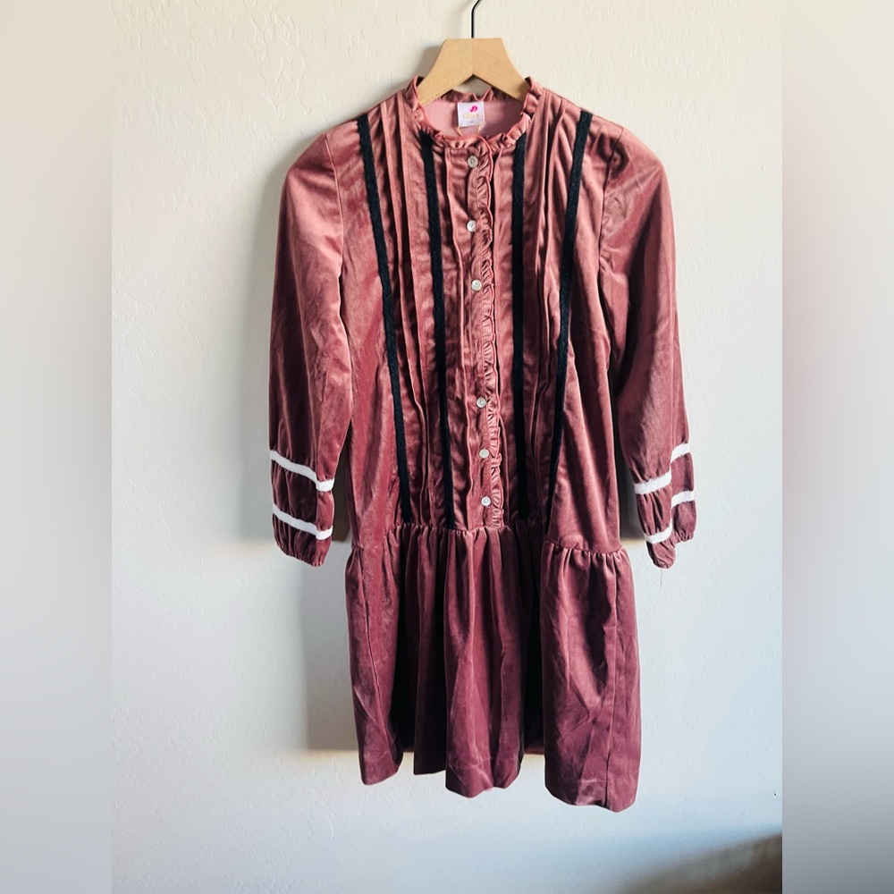 Glory Girls Velvet Ruffle Knee Length Size 16 Prairie Cottagecore Boho Dress